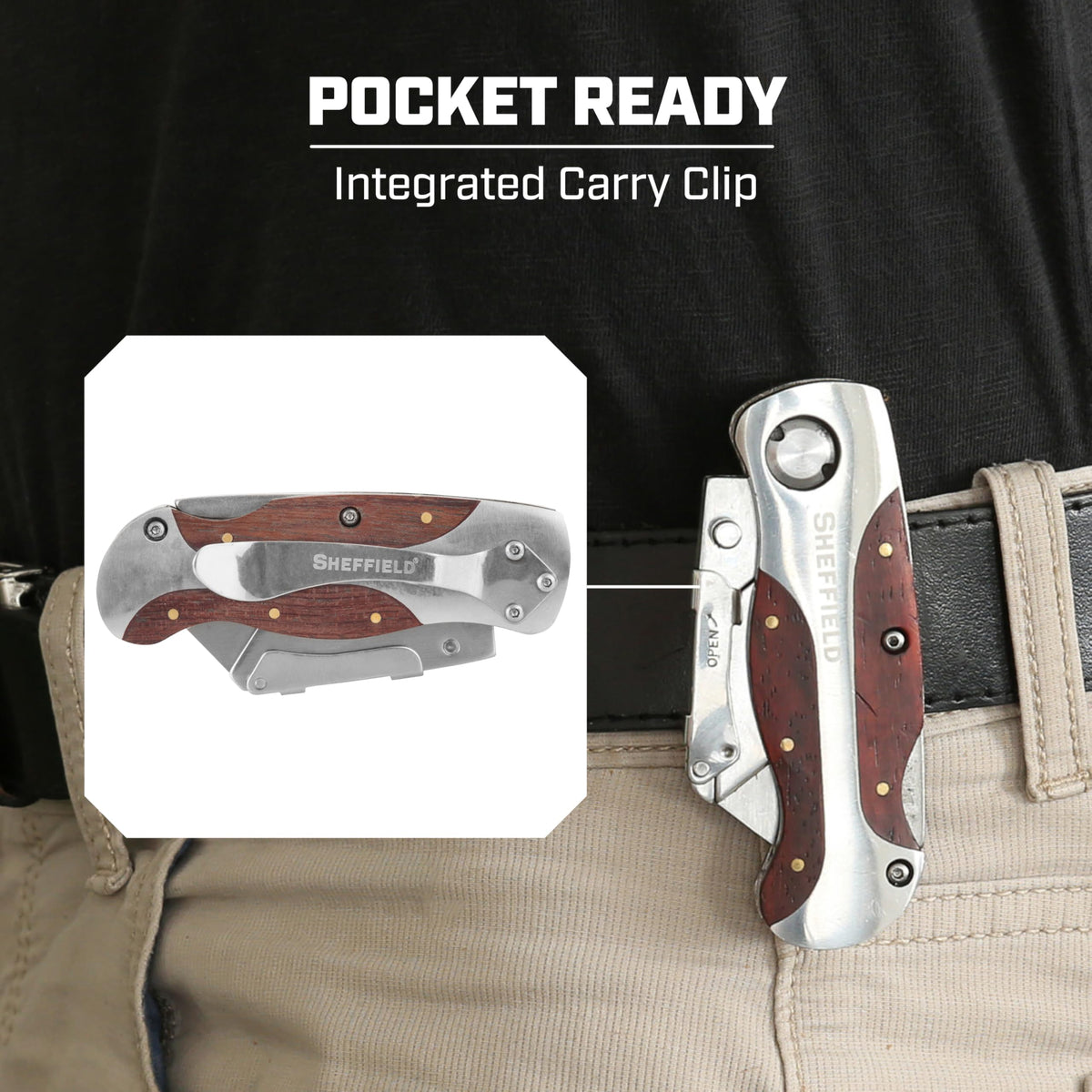 12525 Folding Utility Knife with Premium Hardwood Handle Design