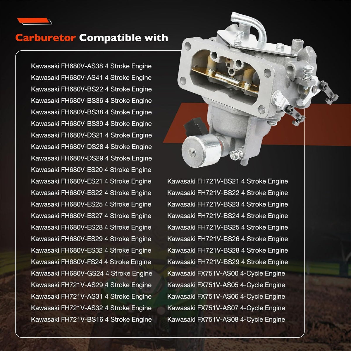 FH661V Carburetor Fit for Kawasaki FH641V, FH721V, FX850V, FH601V, FX801V with 49065-0724 Oil Filter&Fuel Pump, Compatible with 22 HP Engines, Replaces 15004-1010, 15004-7024, 15004-0757, 15004-1005