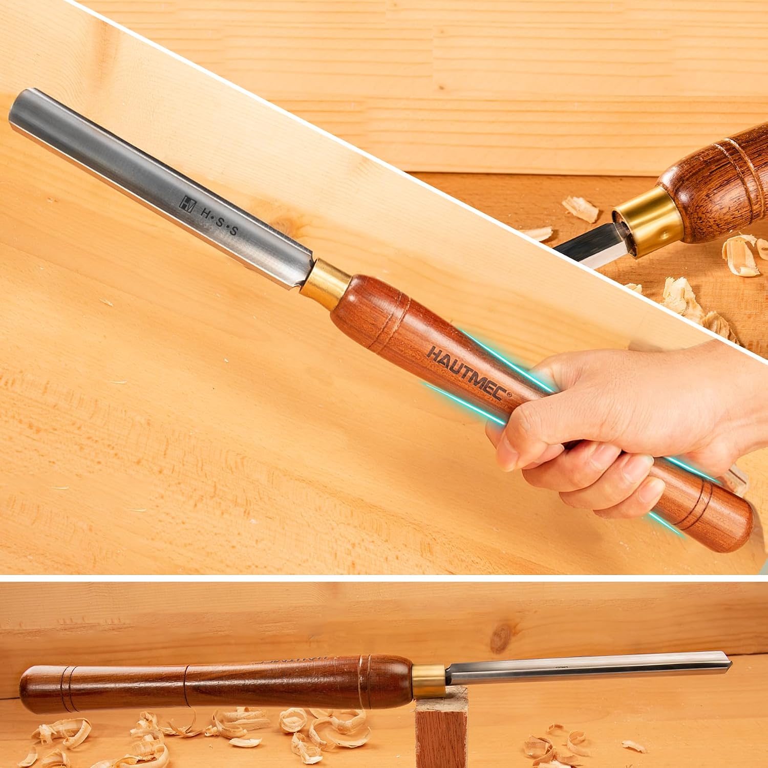 Expert Wood Lathe Chisel Set 8 PCS, M2 HSS Wood Turning Tools with Teak Handles & Portable Storage Bag, Roughing