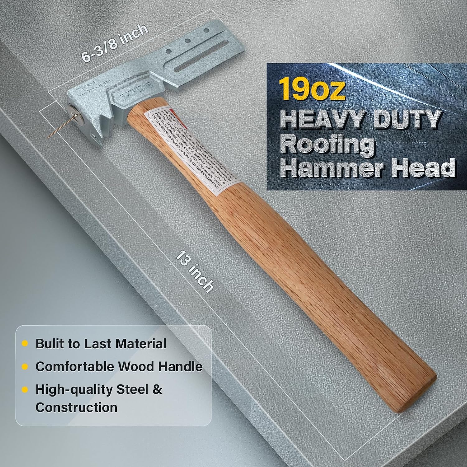 Magnetic Roofing Hatchet with Nail Claw & Sliding Gauge – Durable Roofing Hammer Tool for Repairs and Installation