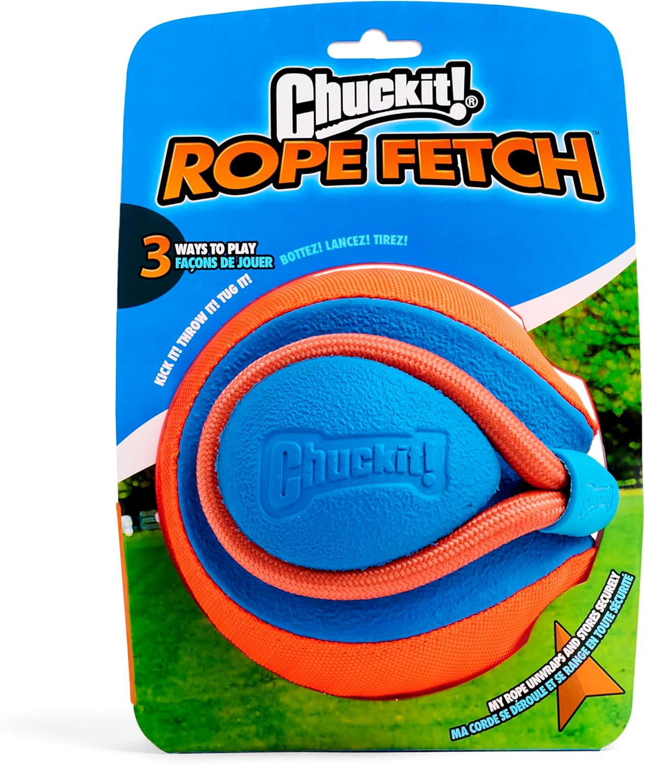 Rope Fetch Dog Toy - Ball on Rope Fetch and Tug-of-War Toy for Dogs - Durable EVA Rubber Construction - 5.5-inch