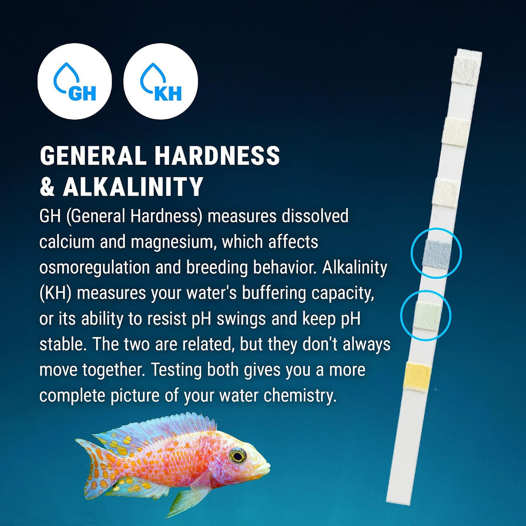 Fritz 6 in 1 Aquarium Test Strips - Monitor Nitrates, Nitrites, Water Hardness, Chlorine, Alkalinity and pH Level