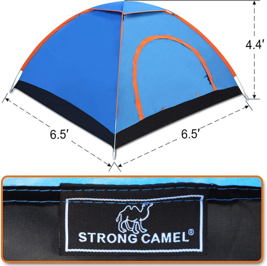Pop up Camping Tent Portable 3-4 Person for Backpacking Traveling with Carry Bag