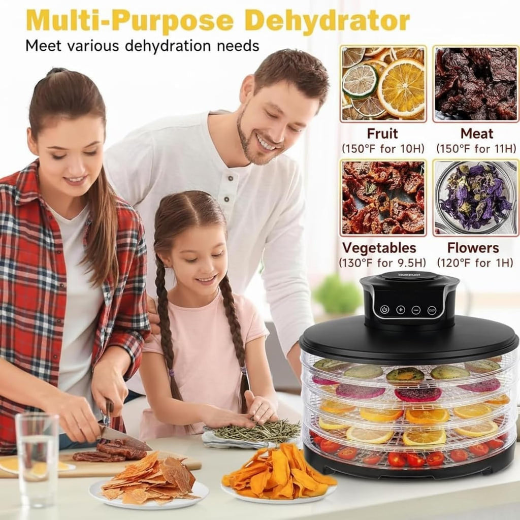 Food Dehydrator DryLite 245 – 5 Tray Adjustable, BPA-Free – 4-Hour Quick Drying, Even Heat, Easy Temp Control –