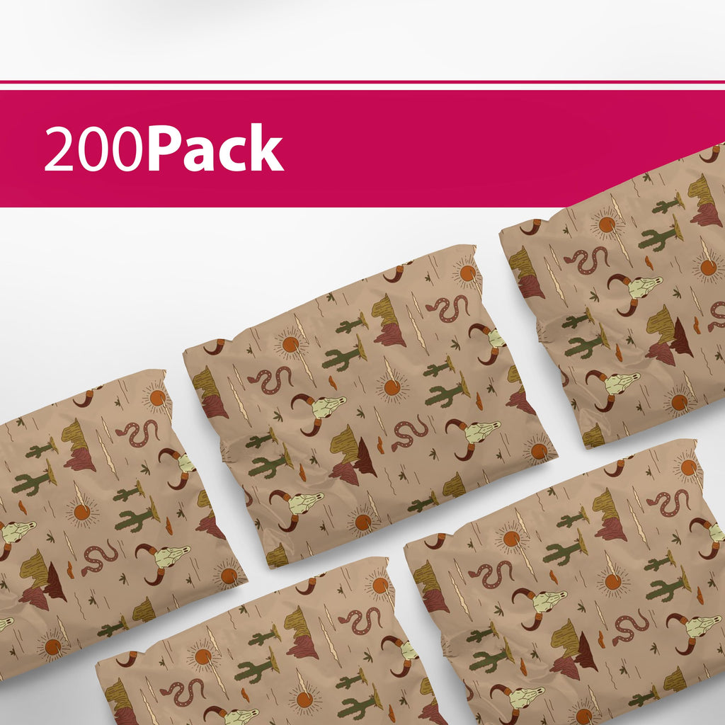 Poly Mailers 6x9, Western Boho Design Shipping Bags, 200 Pack