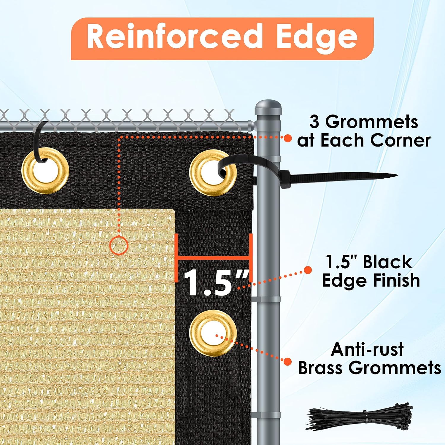 iCover 6x50ft Privacy Screen Fence, Outdoor Fencing Panels, Garden Windscreen Mesh Shade Sail Net Barrier, Fence