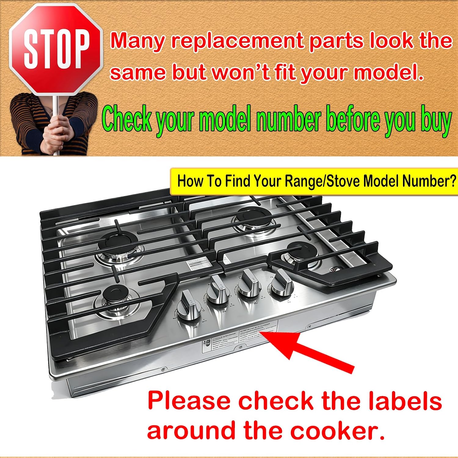 Upgraded Metal W11366438 for Whirlpool Stove Knobs Replacements,Stainless Steel Brushed,Compatible with Gas Cooktop