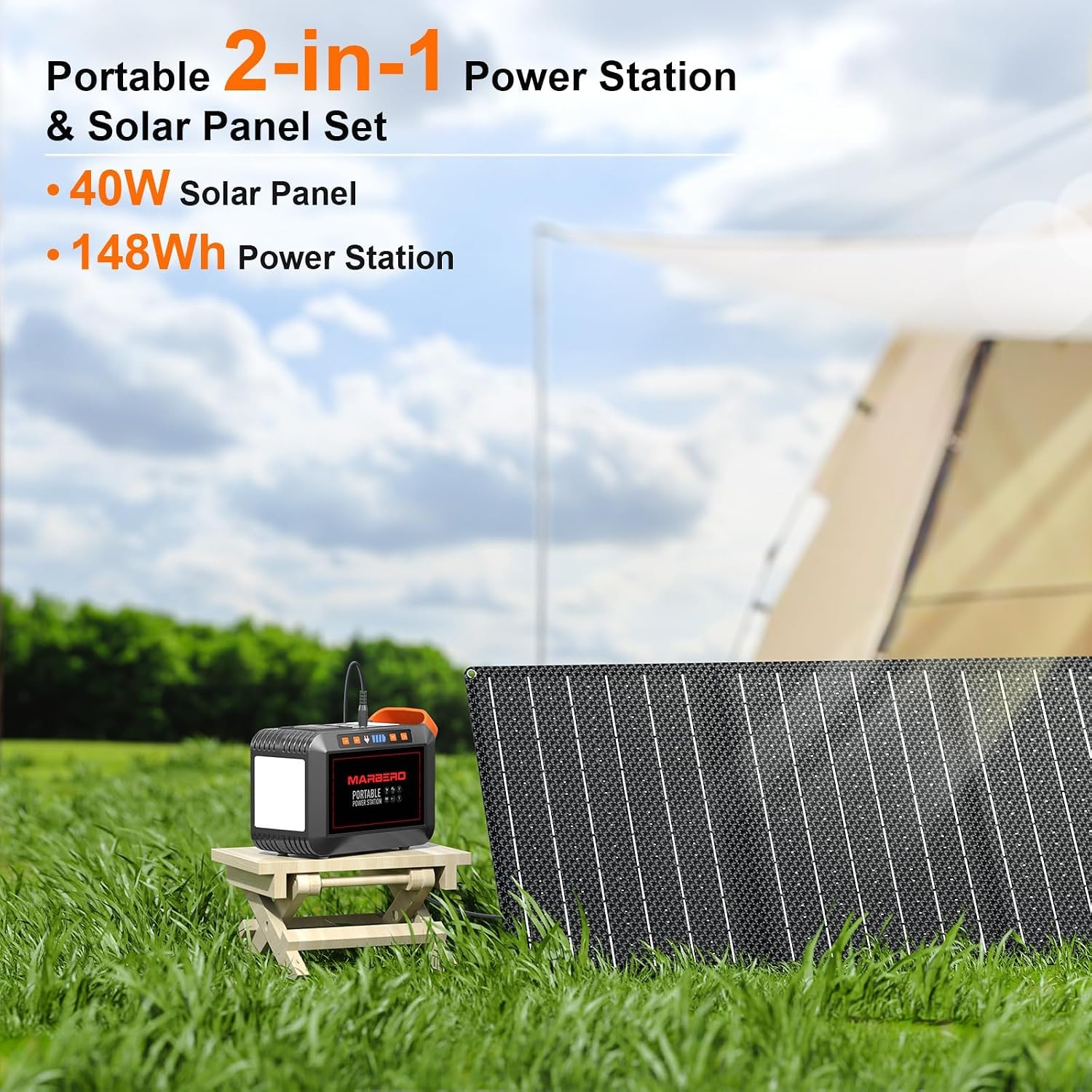 148Wh Solar Generator with Solar Panel Included Portable Power Station 200W with Foldable Solar Panel 40W Set for