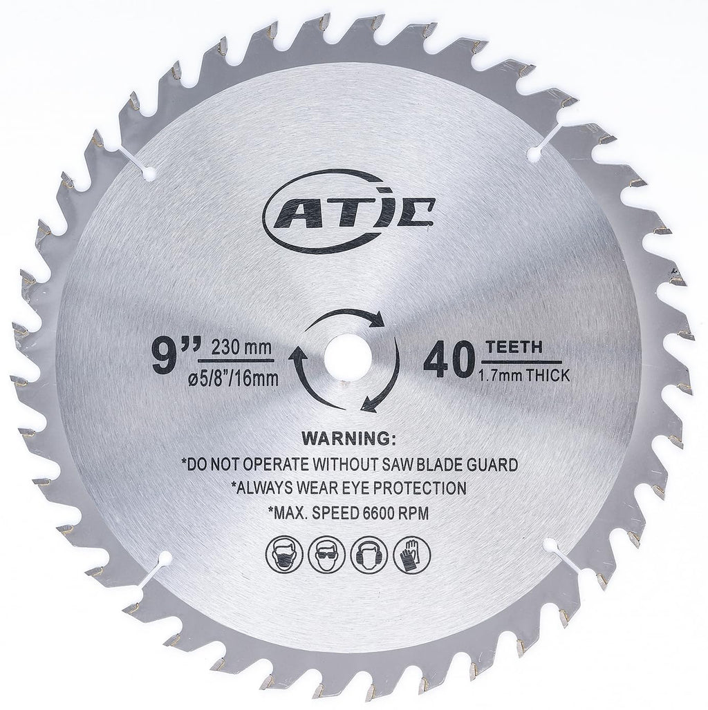 9" 40 Tooth Carbide Tip General Purpose Wood Cutting Circular Saw Blade with 5/8" Arbor (2 Pack)