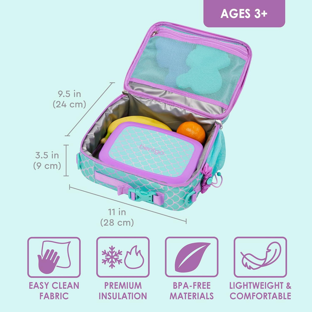 Kids Prints Double-Insulated Reusable Lunch Bag | For Kids 3+, Adjustable Strap; Holds Lunch Box/Water Bottle/Snacks;