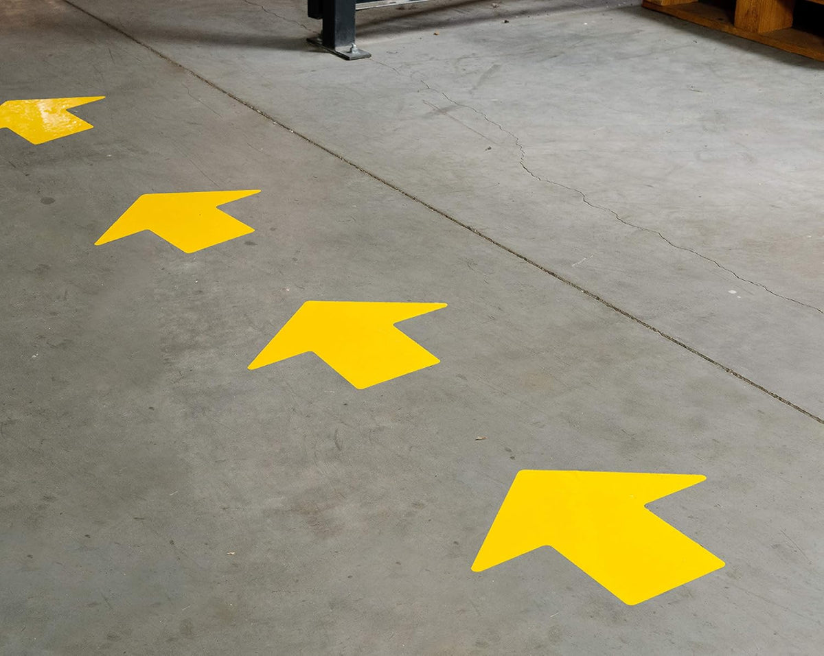 121048 Nonabrasive Arrow Shape Floor Marking Tape, 4" Width, Yellow (Pack of 100 per Roll)