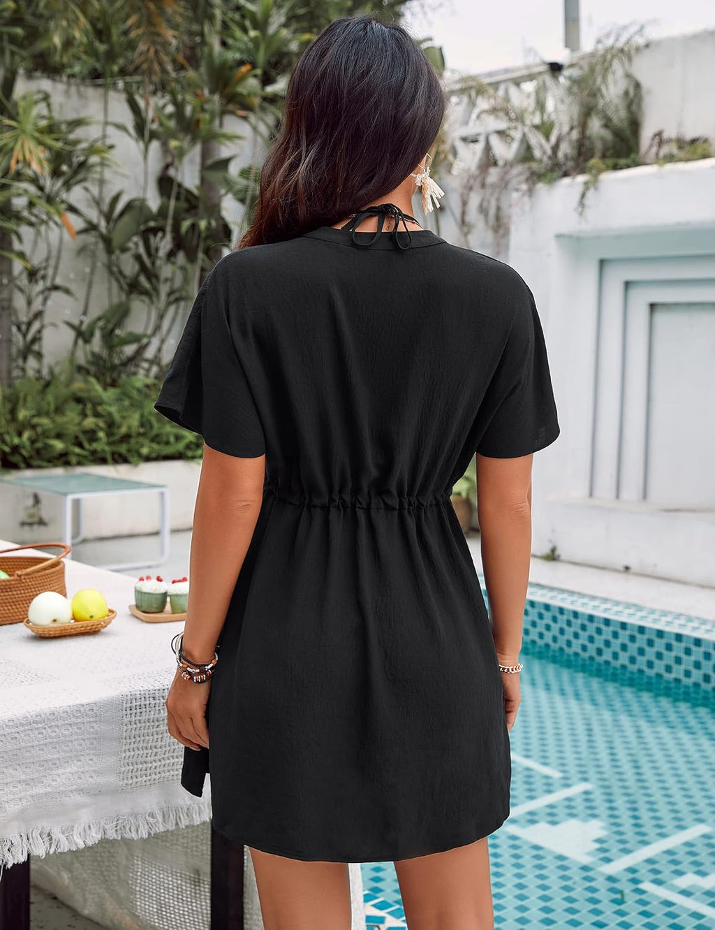 Women Button Down Cover Ups Swimsuit Bikini Beach Dress