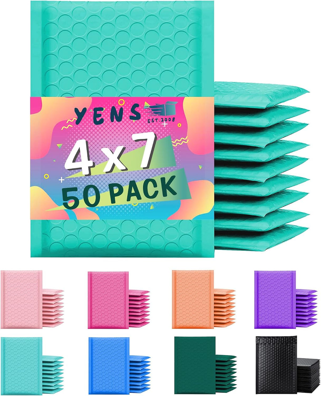 Teal Poly Bubble Mailers 4x8 50 Pack Usable 4x7