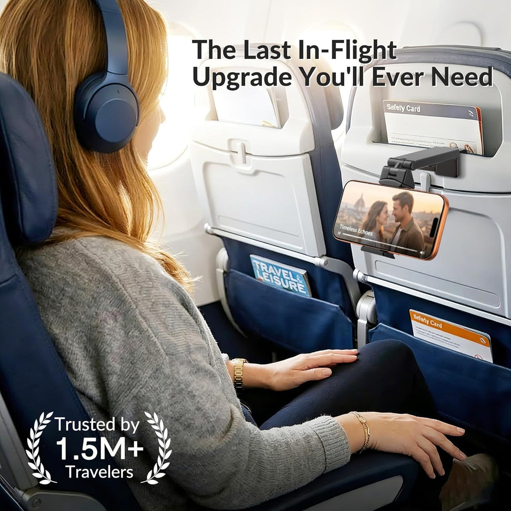 Airplane Phone Holder Mount Universal in Flight Hands Free Viewing with Multi-Directional Dual 360 Degree Rotation