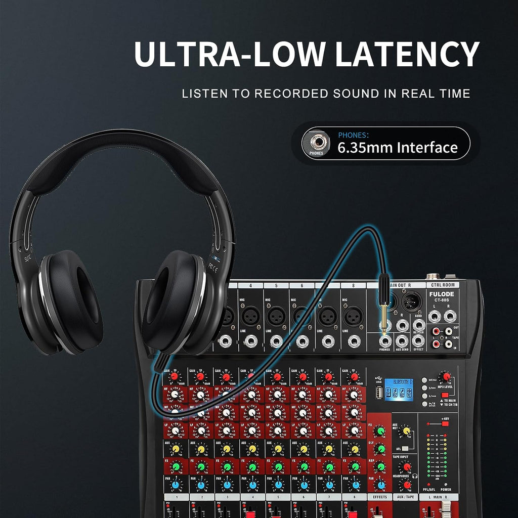 Audio Mixer 8 Channel, CT-80S Professional Sound System Mixer Board DJ Mixing Console with Reverb MP3 Player