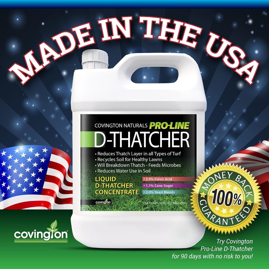 Covington PRO-LINE D-THATCHER Liquid Dethatcher (32oz) – Lawn Thatch Remover & Soil Softener, Grass Clipping