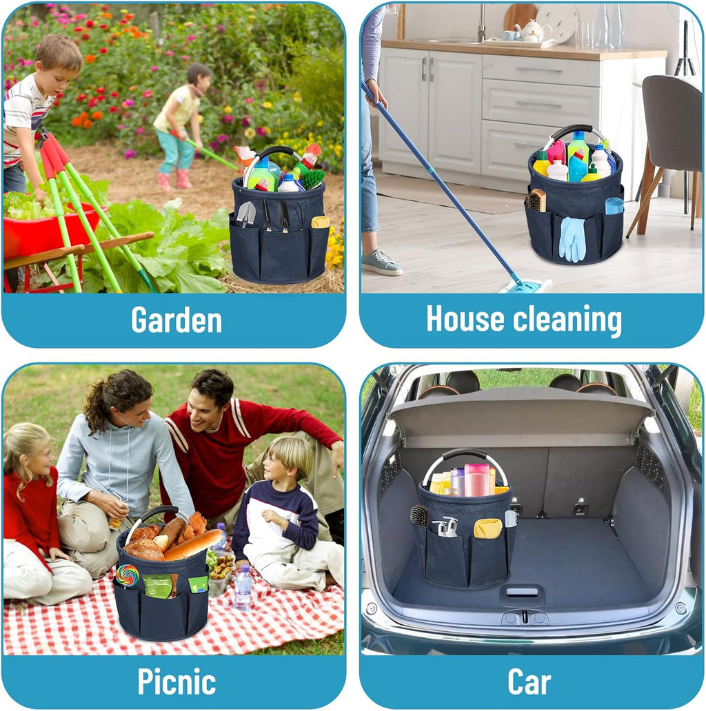 17L Cleaning Caddy with Handle, Cleaning Supply Caddy Foldable Tool Bag Cleaning Products Organizers Portable