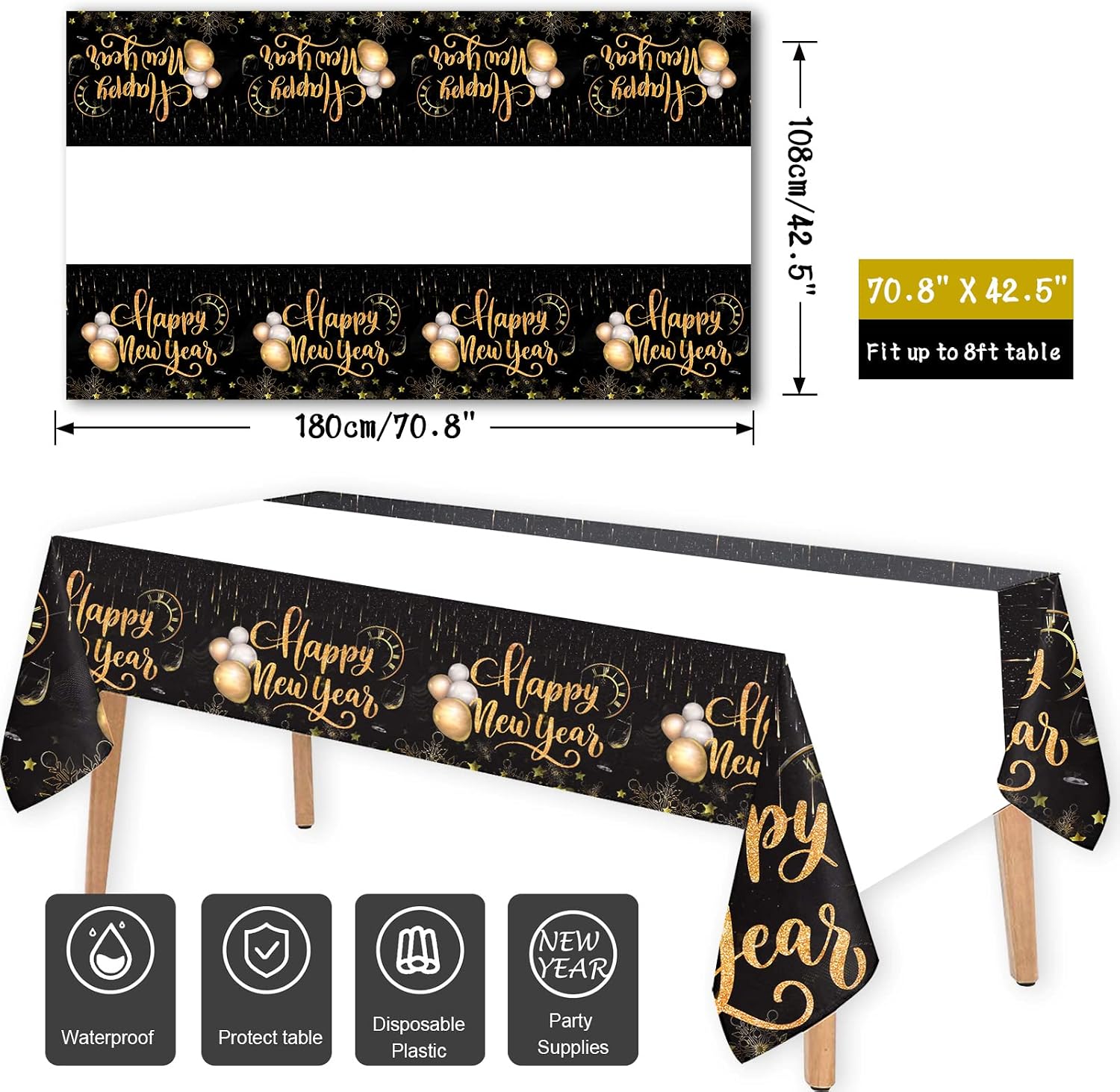 New Year Plates & Napkins Party Supplies 2026, New Years Eve Party Supplies Dinnerware for 10 Guests, New Year Party