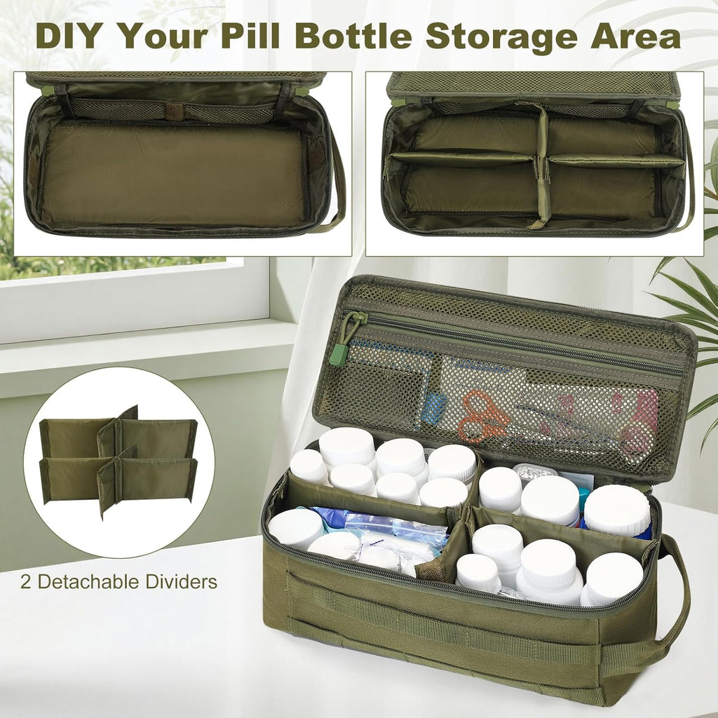 First Aid Bag Empty Pill Box Organizer,Tactical Medical Bag Case,Portable EDC Travel Medicine Pill Bottle Organizer