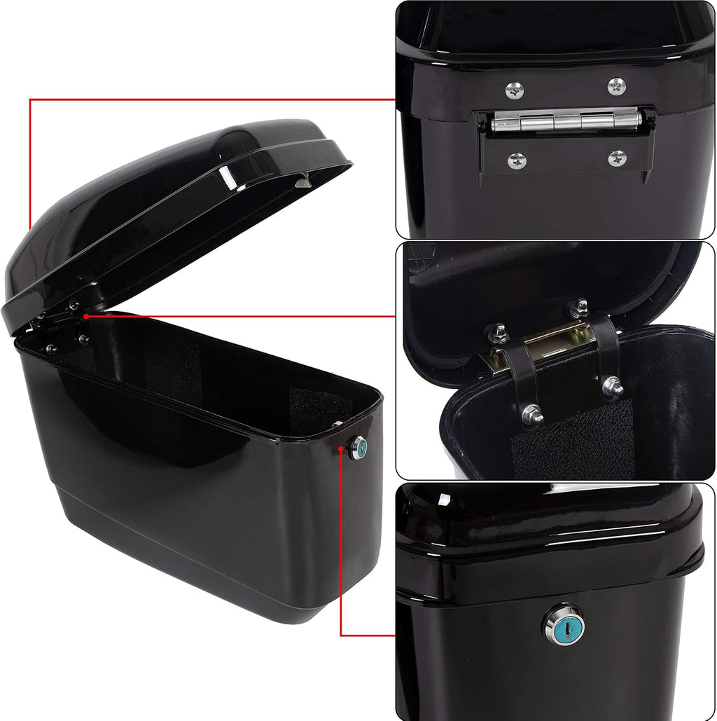 Universal Motorcycle Trunk Luggage Storage Box & Hard Saddle Bags Saddlebags w/Mounting Kit Compatible with Harley