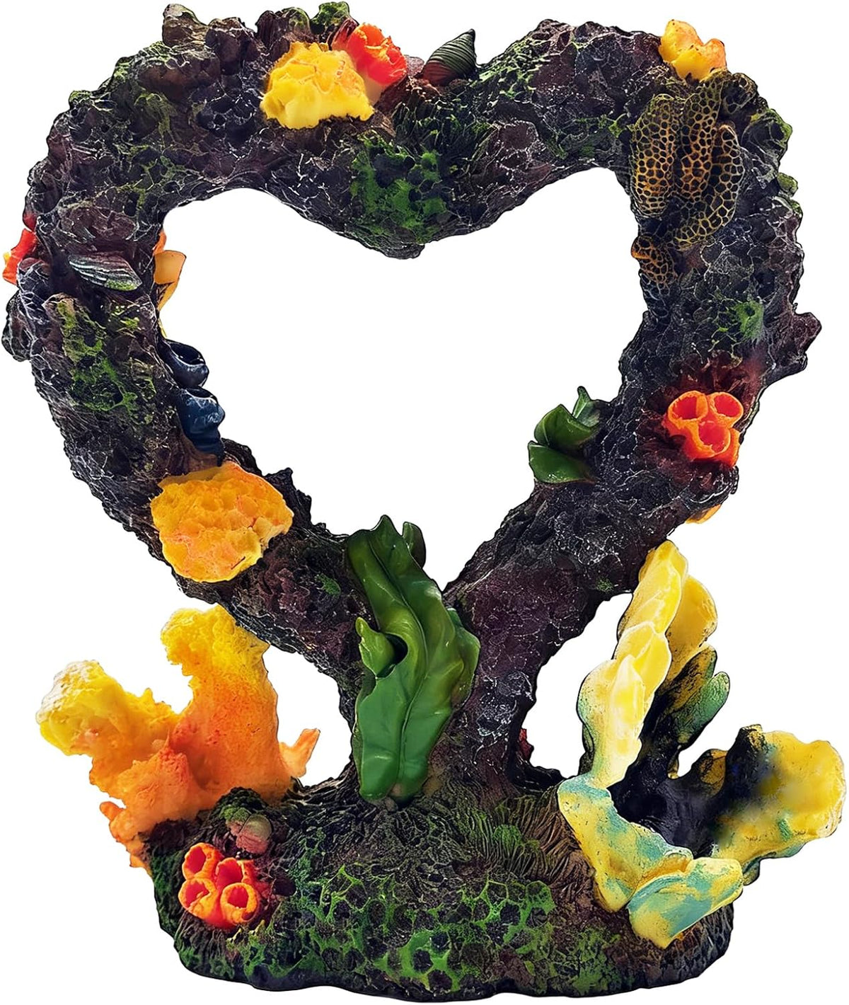 Heart Shaped Aquarium Coral Ornament, Resin Fish Tank Decoration