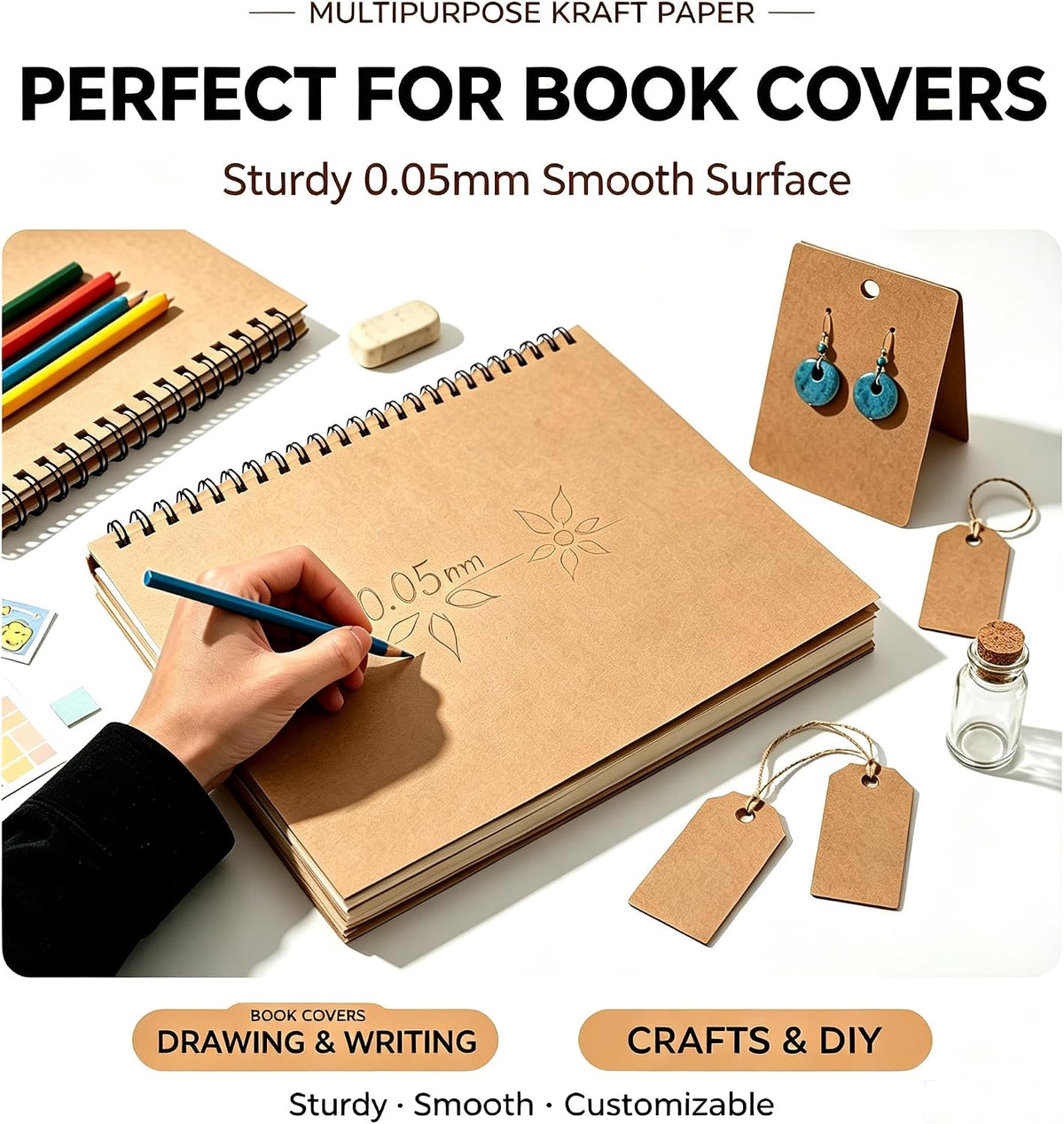 Thin 22pt Chipboard Sheets 8.5 x 11, 150 Kraft Cardboard for Crafts