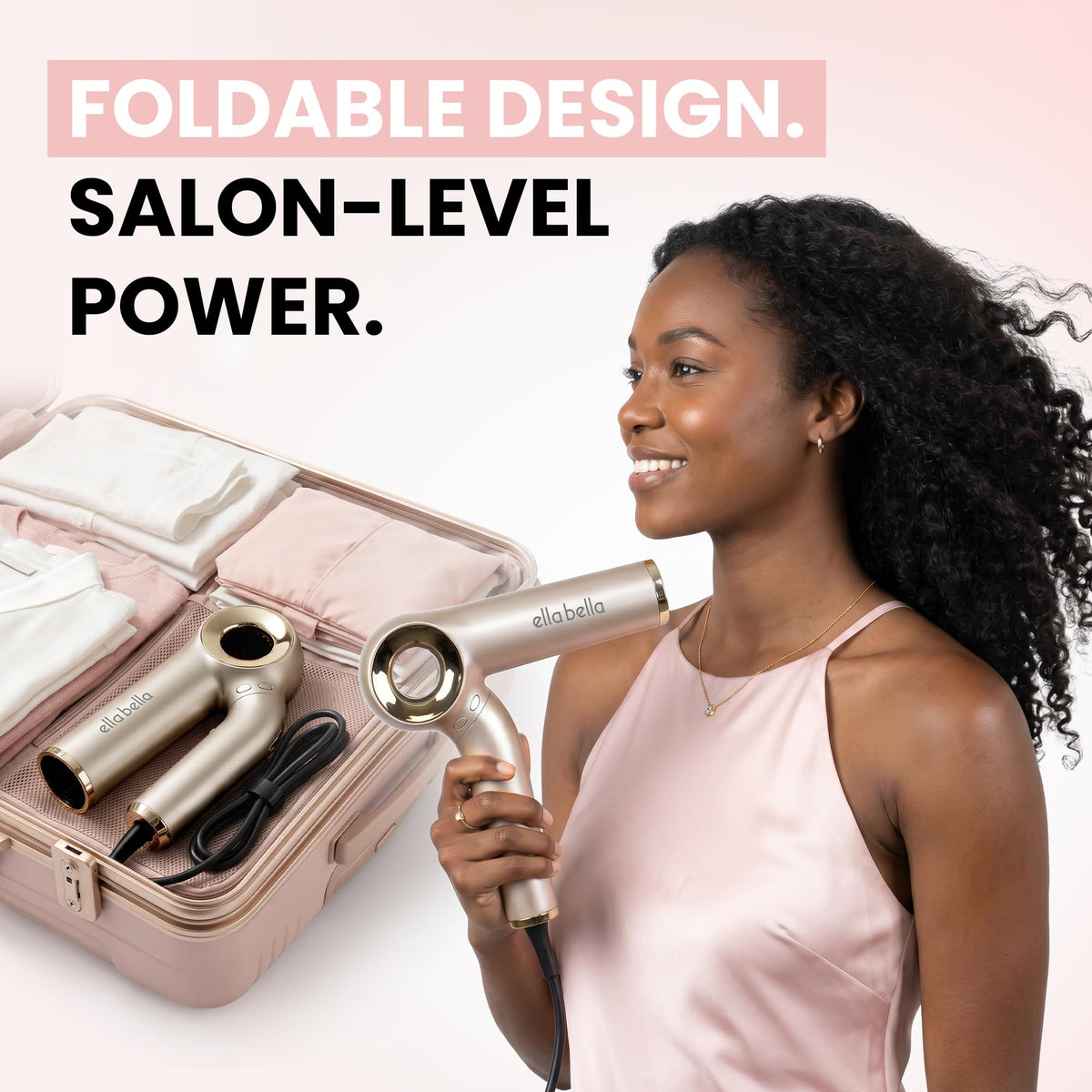 Ionic Hair Dryer (Foldable) with Diffuser, Perfect for Travel