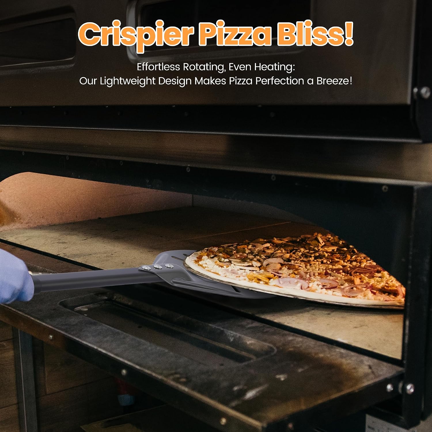 Pizza Turning Peel - Pizza Turner - Restaurant-Grade Aluminum Perforated Pizza Peel Lightweight Metal Outdoor Pizza