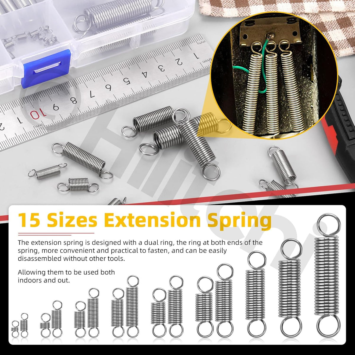96Pcs 15 Sizes Extension Spring Assortment Kit Extension Spring Stainless Steel Springs Assorted Size Small Springs