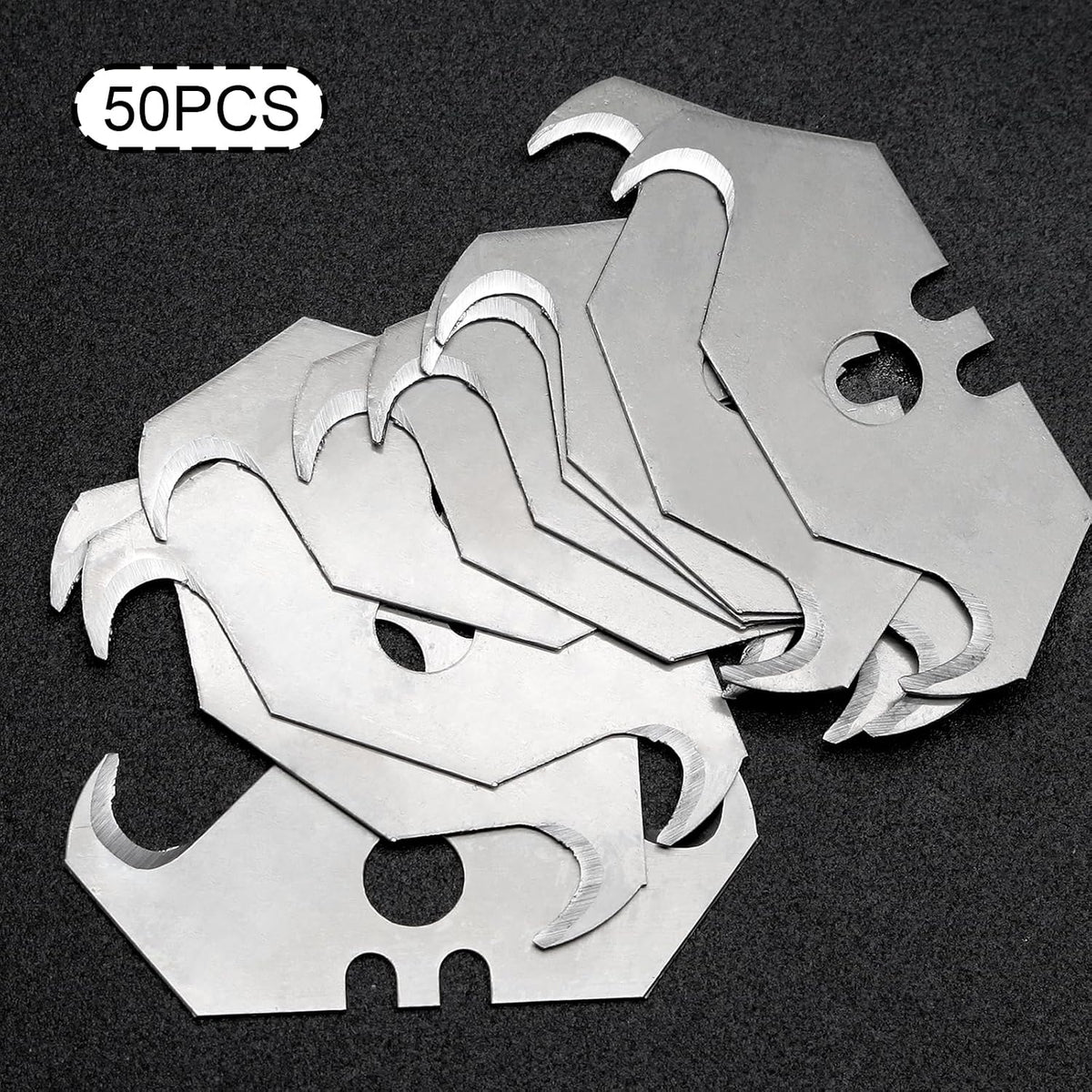 Utility Knife Hook Blades, 50 Pcs, SK5 Steel