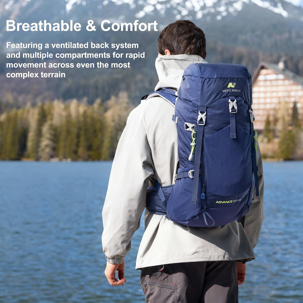 35L Internal Frame Backpack,Women Men’s Backpacking Backpack with Rain Cover,30+5 Liter Lightweight Hiking