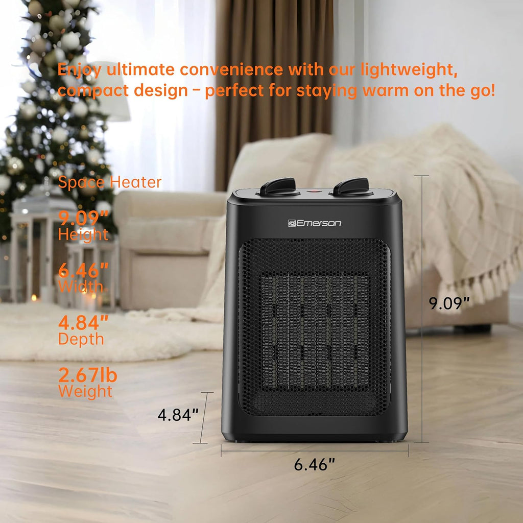 SH1501 1500W Electric Space Heater, Portable with 3 Level Thermostat, PTC Ceramic Fast Heating/Fan Modes, Indoor Use