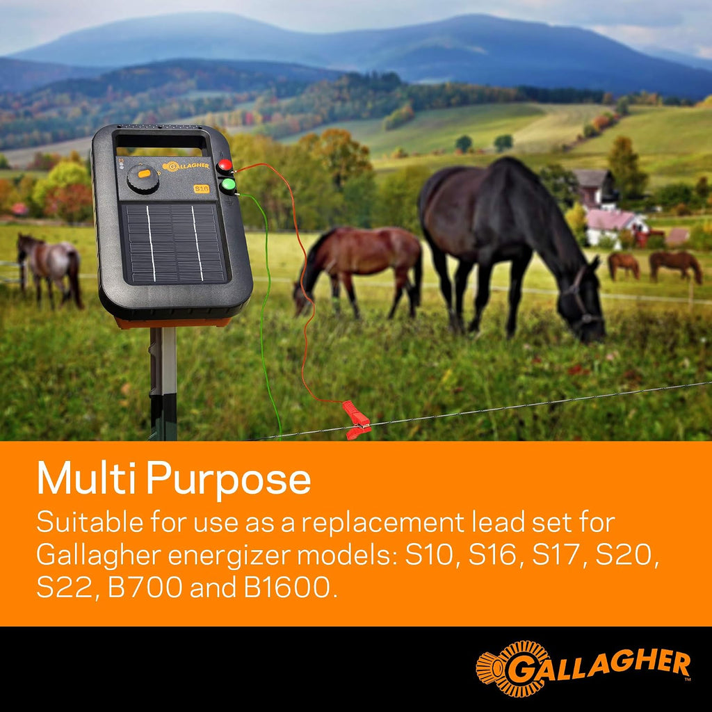 Fence Charger Leadset | Energizer Output Lead Set | Electric Fence Energizer Accessory with Red & Green Alligator