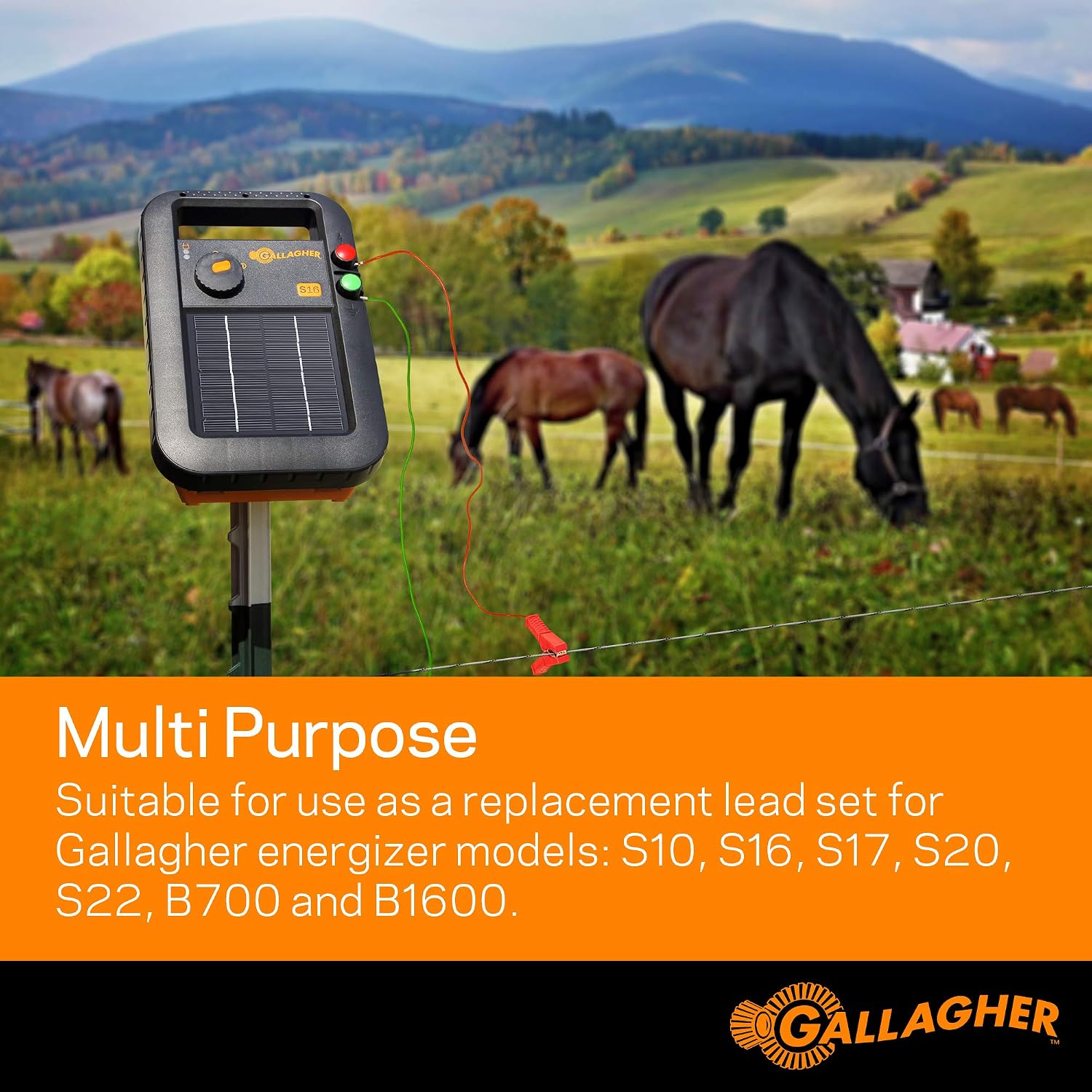 Fence Charger Leadset | Energizer Output Lead Set | Electric Fence Energizer Accessory with Red & Green Alligator