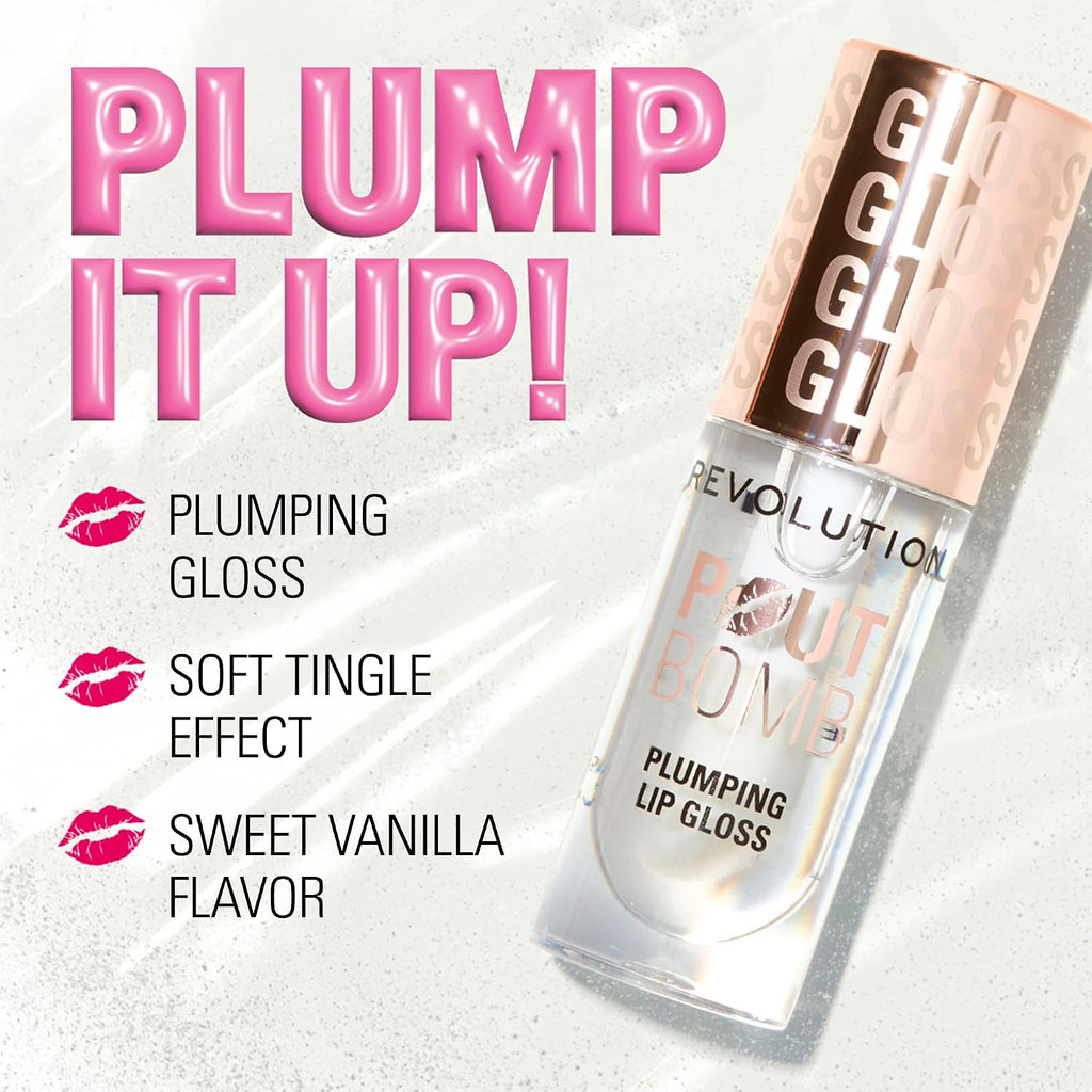 Revolution Pout Bomb Plumping Lip Gloss, Sheer Milky Nude