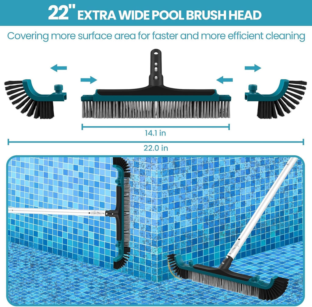 Deluxe Swimming Pool Cleaning Kit Including Pool Net and Vacuum Head, Pool Brush with 13Ft Pole for Above Ground &