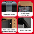 24-Drawer Plastic Storage Cabinet, Teacher Toolbox, Garage, Black