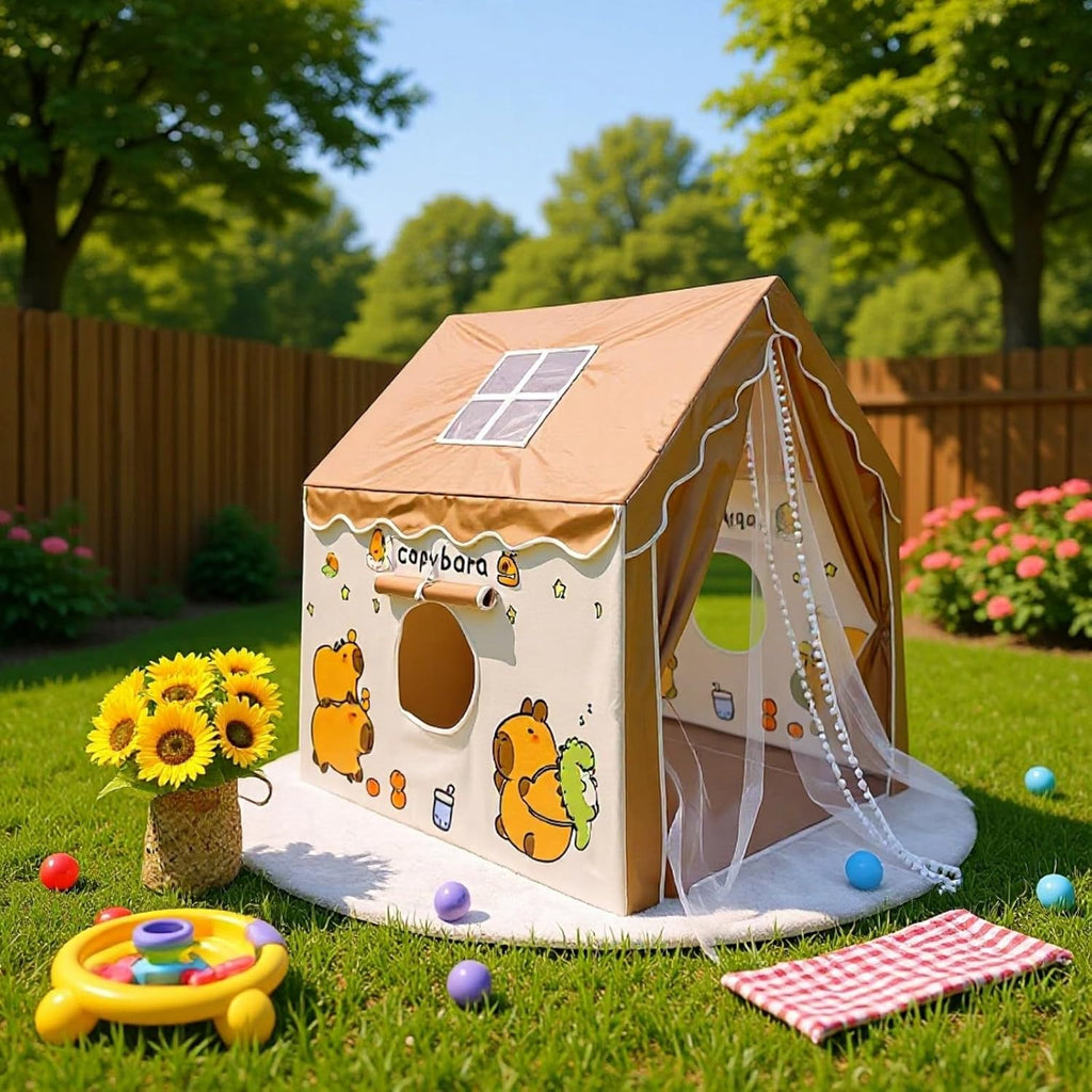 Kids Tent with Lights, Capybara Kids Play Tents for Toddlers Large Playhouse, Toy House Gift for Boys & Girls, Indoor
