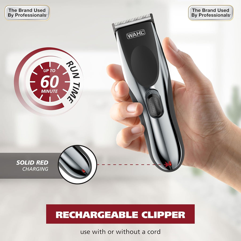 Clipper Cordless Chrome Pro Hair Clippers for Men & Battery Trimmer | Achieve Full Haircuts & Touch-Up Trims At Home