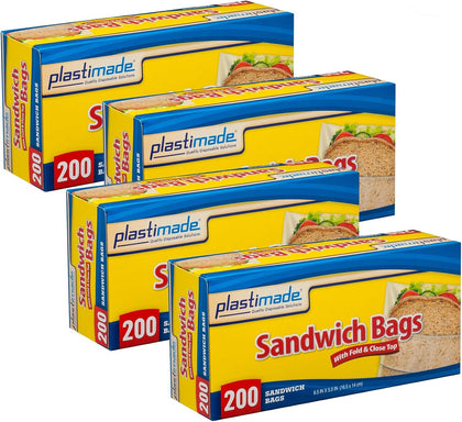 Sandwich Bags With Fold & Close Top (6.5 in X 5.5) in 200 Count Pack of 4