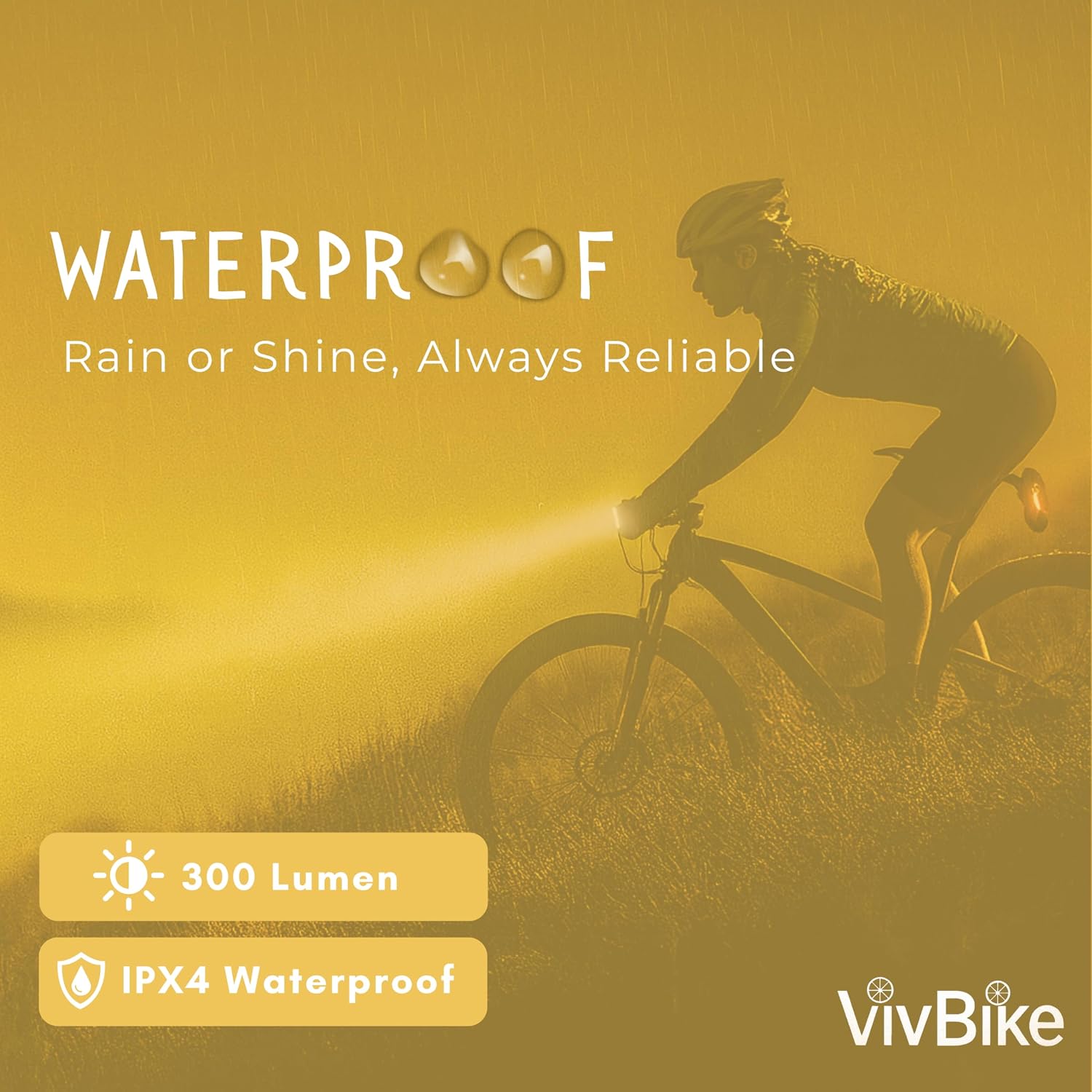 VivBike Rechargeable Bike Light – LED Bicycle Headlight, USB-C Charging, Waterproof, Multiple Lighting Modes