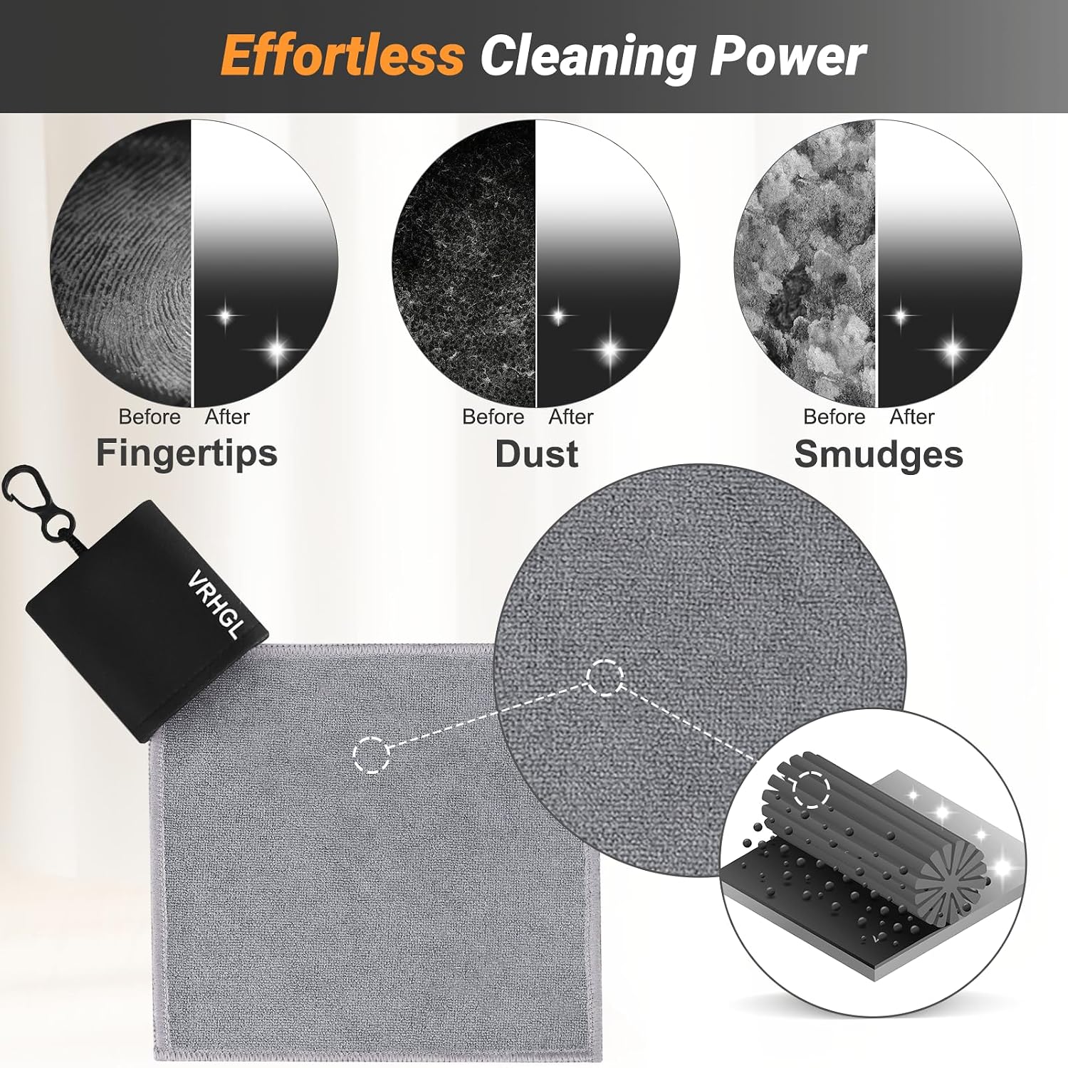 2 Sided Portable Glasses Cleaner Cloth Keychain,Reusable Glasses Cleaning Kit Travel,Microfiber Eye Glasses Lens