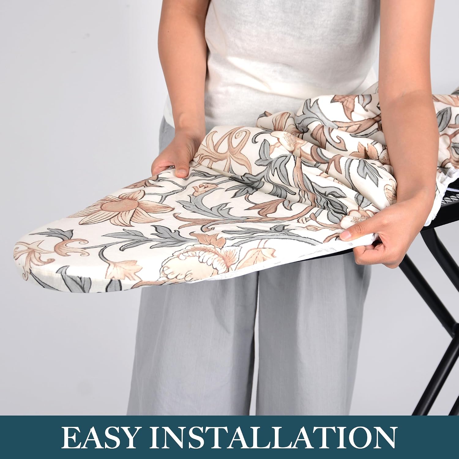 Standard Size Ironing Board Cover and Pad 15x54,Organic Cotton,Elastic Edge | Thick padded heatproof