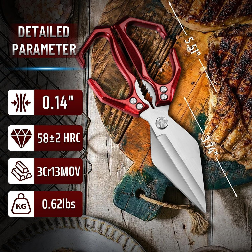 Poultry Shears - Heavy Duty Kitchen Scissors for Food with Ergonomic Handle, Japanese High-Carbon Steel Culinary