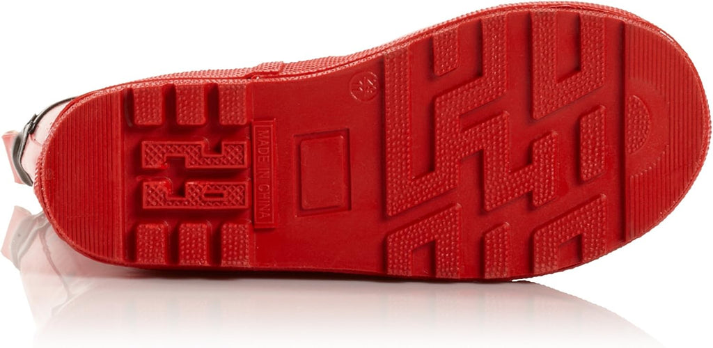 Red Ladybug Natural Rubber Rain Boots With A Pull On Heel Tab