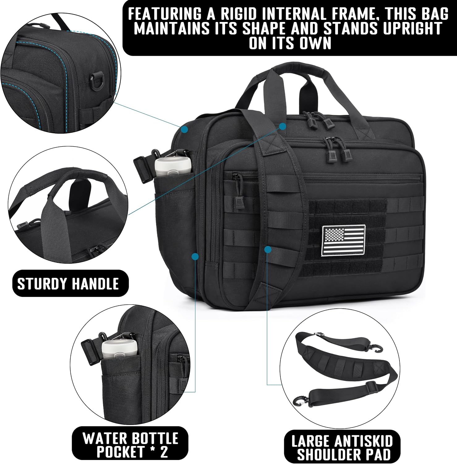 Tactical Messenger Laptop Bag Large Military Briefcase 17.3 Inch Computer Work Office Bag for Men YKK-Zippers