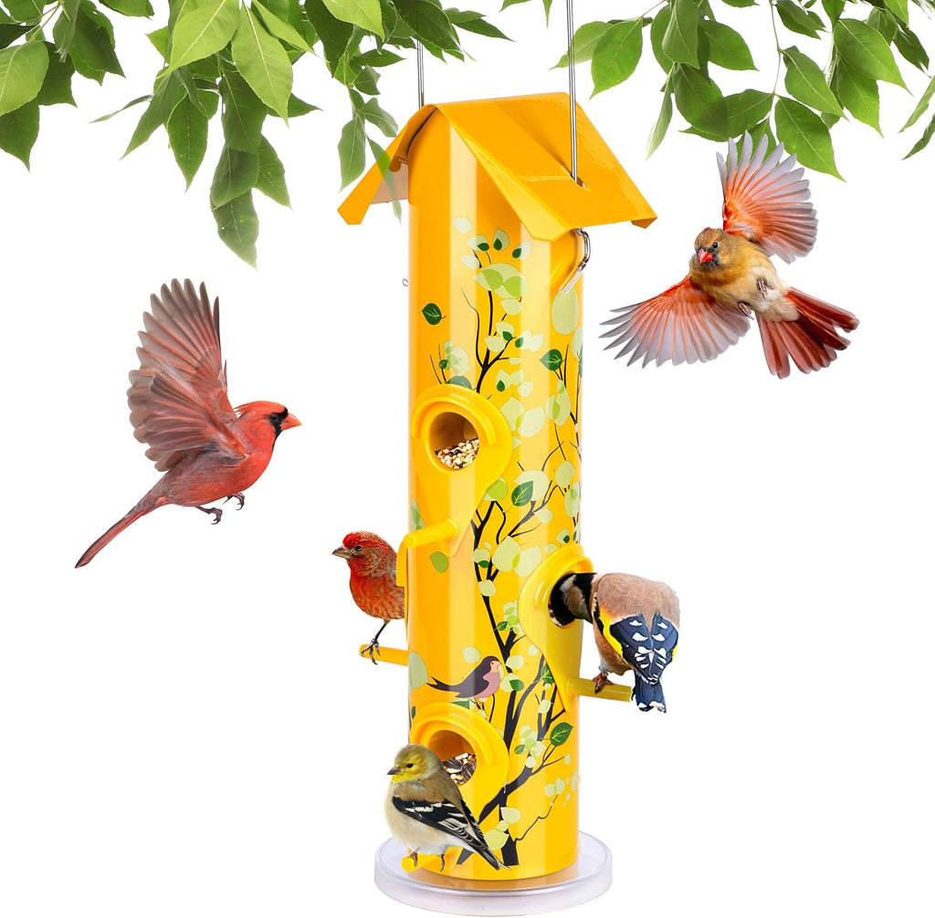 Metal Bird Feeders for Outdoors Hanging, Tube Bird Feeder