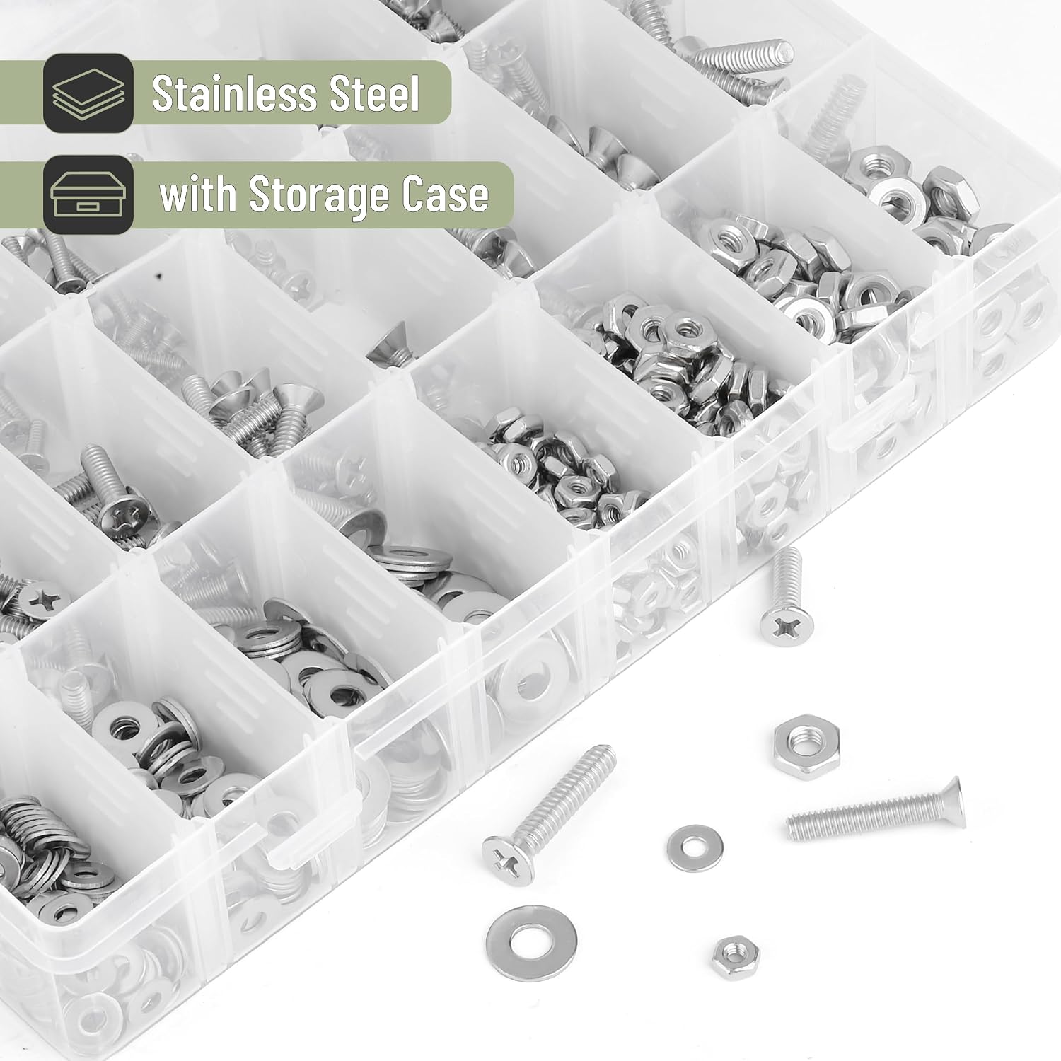 Nuts and Bolts Assortment Kit, 900 pcs, Stainless Steel