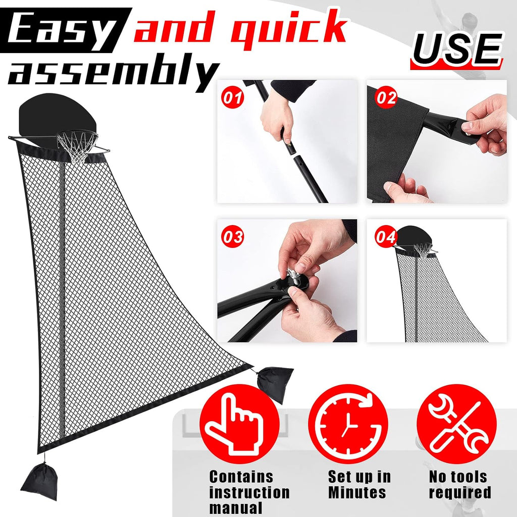 Basketball Rebounder 120 x 108 x 60 Inch Heavy Duty Basketball Return System Basketball Return Attachment for Hoops