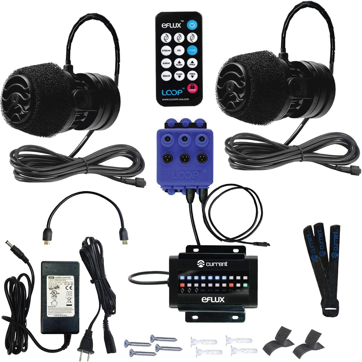 Dual eFlux Aquarium Wave Pumps, 1,050gph - Includes 2 Wave Maker Water Circulation Pumps for Freshwater and Saltwater